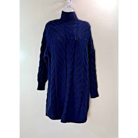 Reiss Womens Sweater Dress Size S Navy Cable Knit Minimalist Sophisticated FLAW - Picture 1 of 8